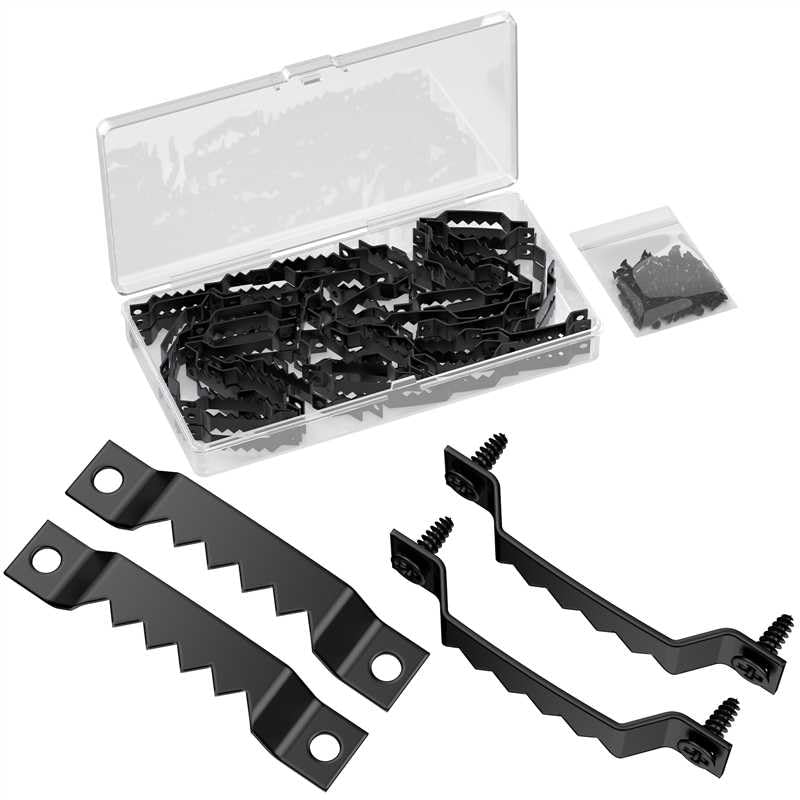 Uniclife 50 Pcs Sawtooth Picture Hangers with Screws, 15 lb Load Heavy Duty Sawtooth Hangers for Paintings Artworks Clocks, Small Picture Hanging Hooks, Picture Frame Hangers, Picture Hanging Hardware - Image 1